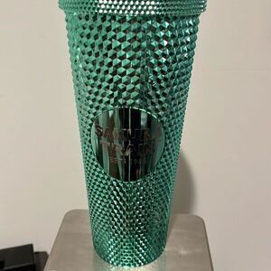 Japan Japanese Sakura Train Bullet Travel Rare Tumbler with Straw Tall Green